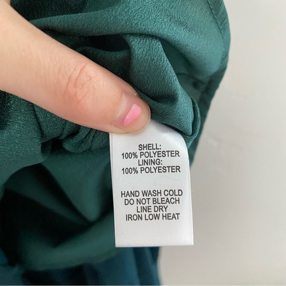 Lulu’s Wrapped Up In Love Dark Green Satin Faux-Wrap Midi Dress NWT - Picture 9 of 13